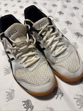 ASICS White, Black and Gum Indoor Athletic Shoes